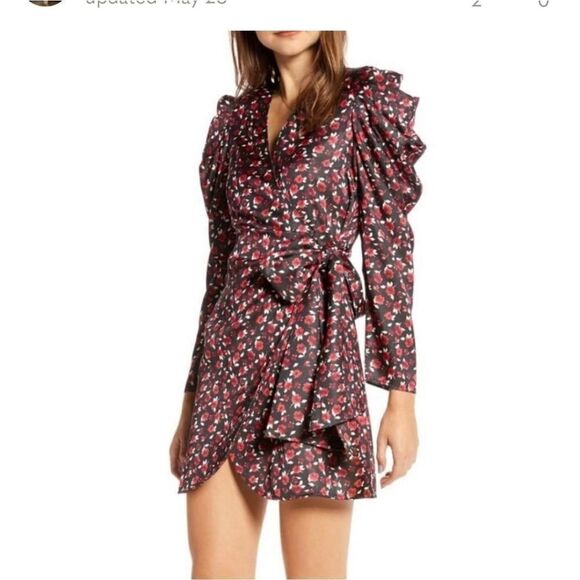 Women's Something Navy Floral Wrap Mini Dress Size Small - Picture 1 of 8